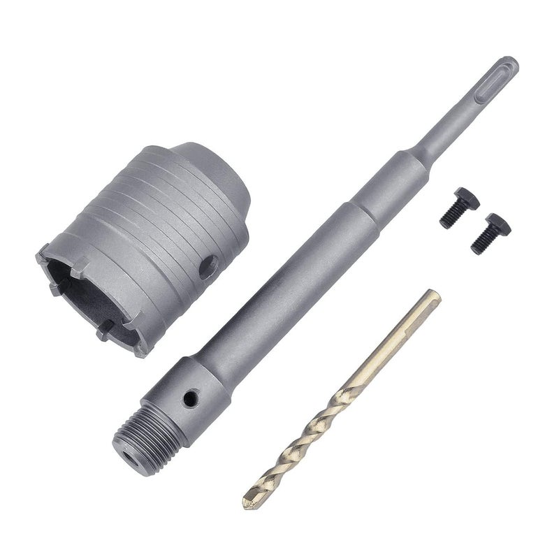 GUICGOC 2.5 inch / 65mm Concrete Hole Saw with SDS Plus Shank Connecting Rod, Tungsten Carbide Teeth (7.7mm x 4mm) Cement Hole Saw for Concrete Cement Brick Wall Stone 65mm / 2.5 inch - Image 4